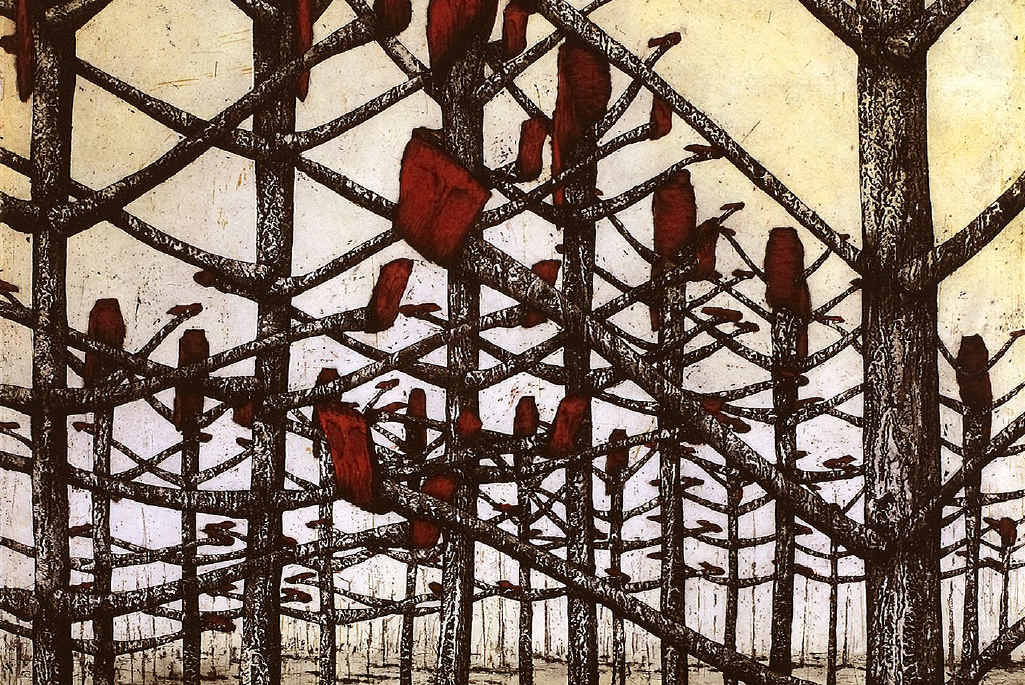 This piece, Red Kelly Country, is by Glenda Orr, one of the artists who will help document the Brimblebox Nature Refuge for 10 days. This piece, Red Kelly Country, is by Glenda Orr, one of the artists who will help document the Brimblebox Nature Refuge for 10 days.